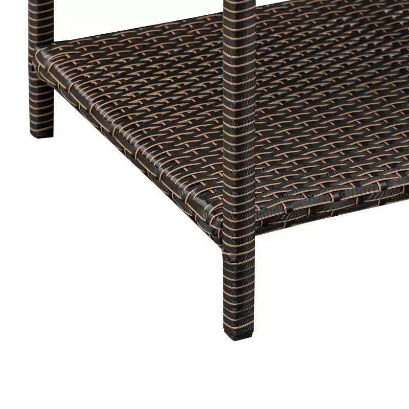 Balkene Home Ashville Salon de jardin en osier – Canapé, table et deux fauteuils inclus, coussins kaki et plateau en verre trempé, montage facile