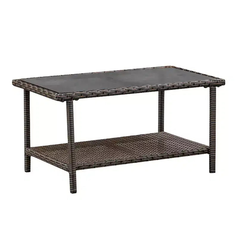 Balkene Home Ashville Salon de jardin en osier – Canapé, table et deux fauteuils inclus, coussins kaki et plateau en verre trempé, montage facile