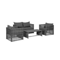 WestinTrends 4-Piece Wicker Outdoor Patio Conversation Set with Coffee Table, Gray/Gray