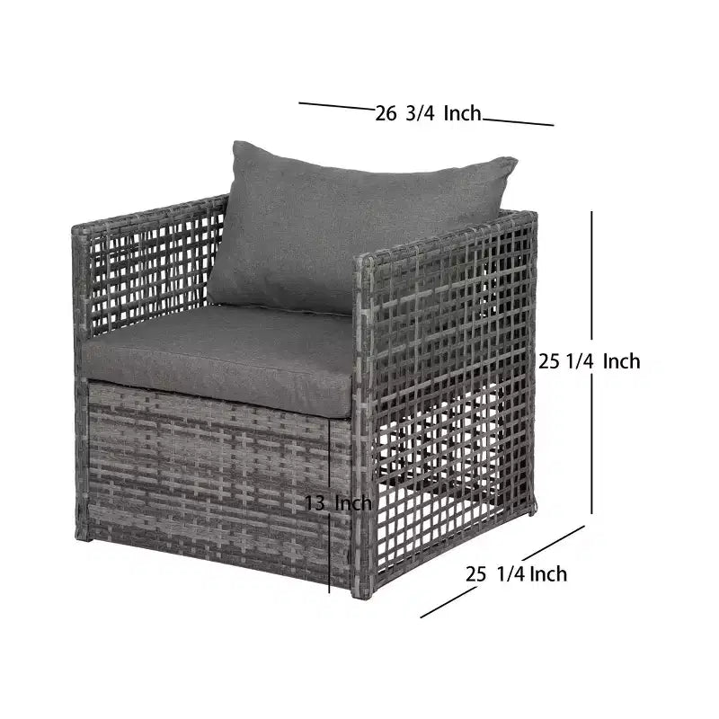 WestinTrends Ensemble de conversation d'extérieur 4 pièces en osier avec table basse, gris/gris