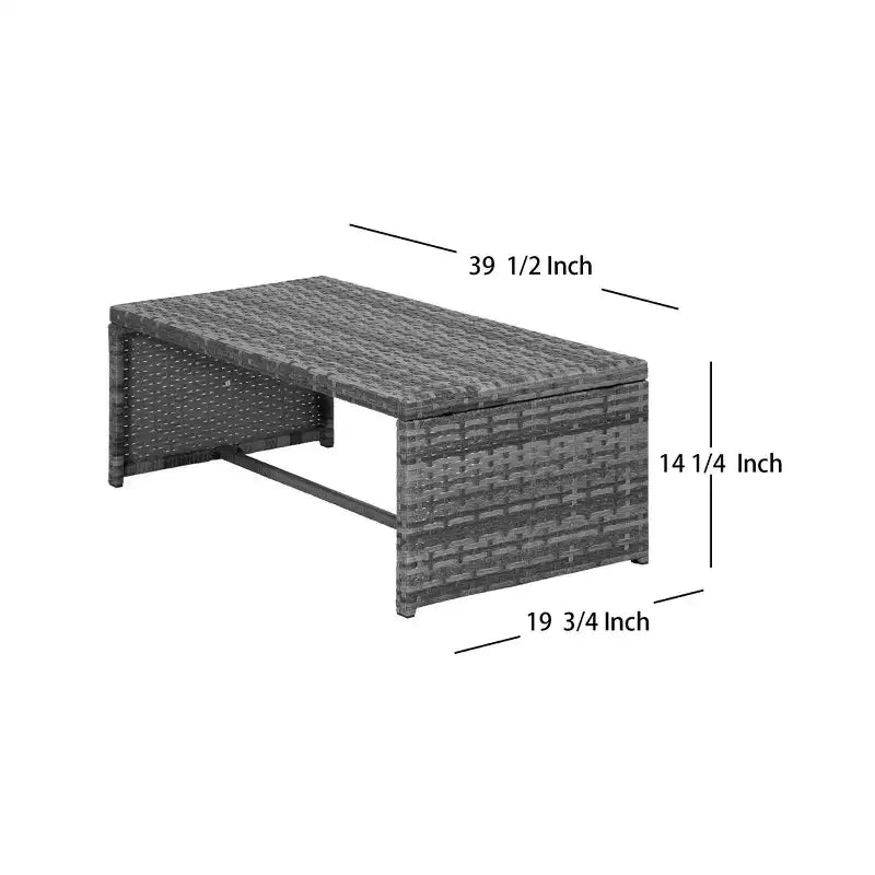 WestinTrends Ensemble de conversation d'extérieur 4 pièces en osier avec table basse, gris/gris