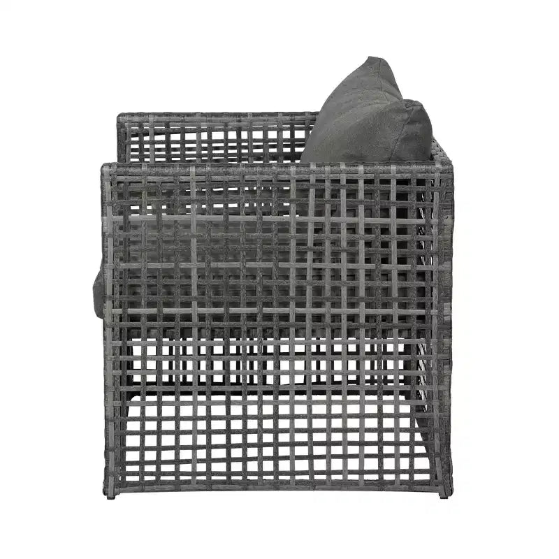 WestinTrends Ensemble de conversation d'extérieur 4 pièces en osier avec table basse, gris/gris