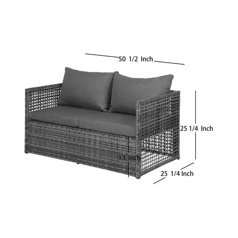 WestinTrends Ensemble de conversation d'extérieur 4 pièces en osier avec table basse, gris/gris