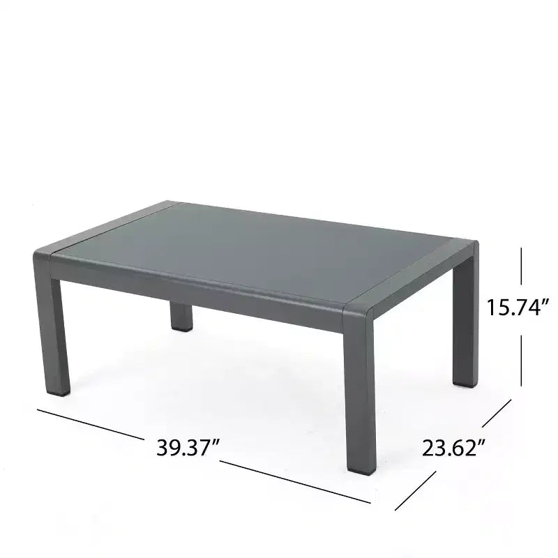 GDFStudio Liam, ensemble causeuse et table basse d'extérieur en aluminium avec coussins, gris/gris foncé