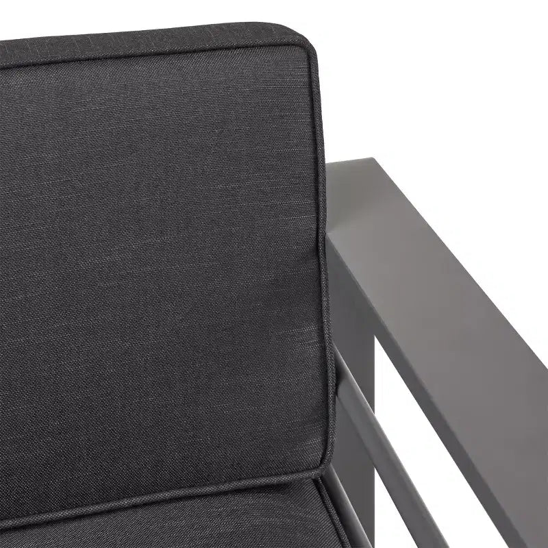 GDFStudio Liam, ensemble causeuse et table basse d'extérieur en aluminium avec coussins, gris/gris foncé