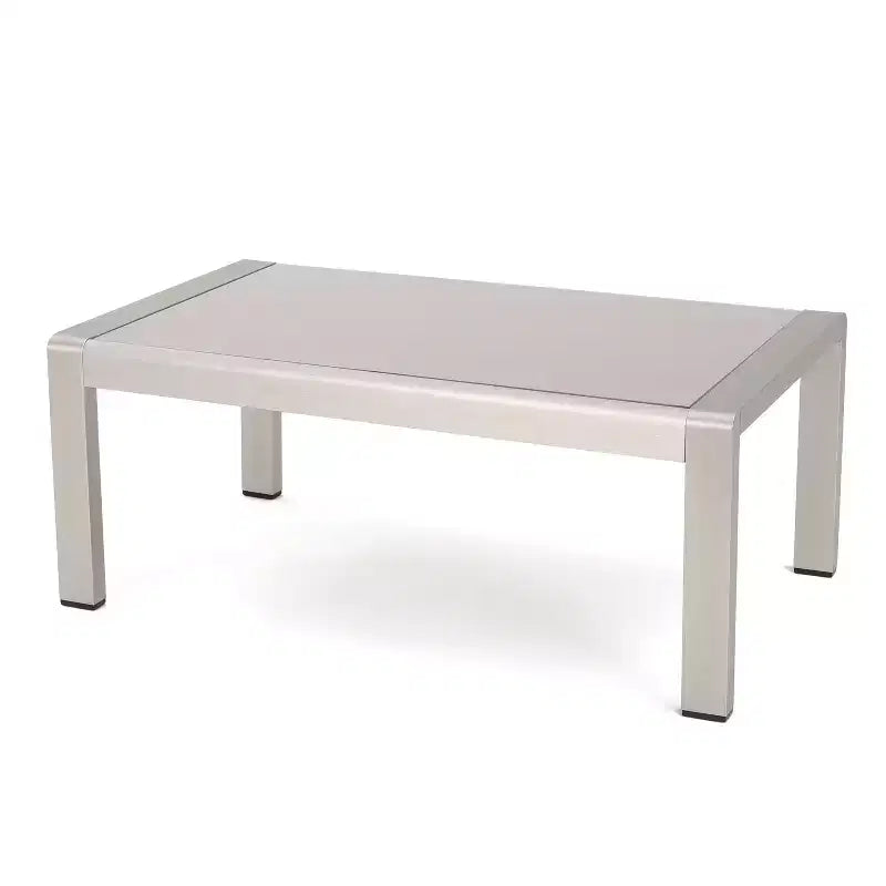 Ensemble de canapé de conversation GDFStudio Ava en aluminium et verre pour 6 personnes avec coussins, argent/gris