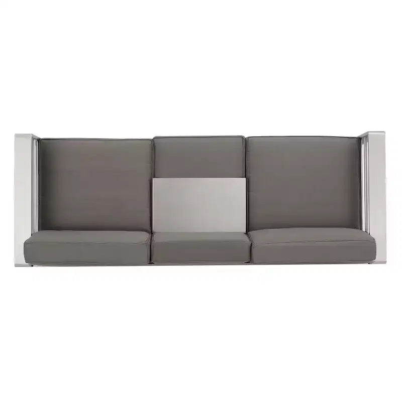 Ensemble de canapé de conversation GDFStudio Ava en aluminium et verre pour 6 personnes avec coussins, argent/gris
