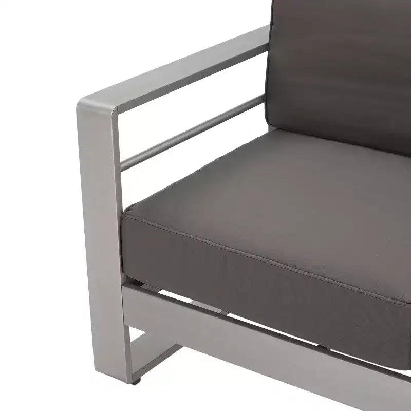 Ensemble de canapé de conversation GDFStudio Ava en aluminium et verre pour 6 personnes avec coussins, argent/gris