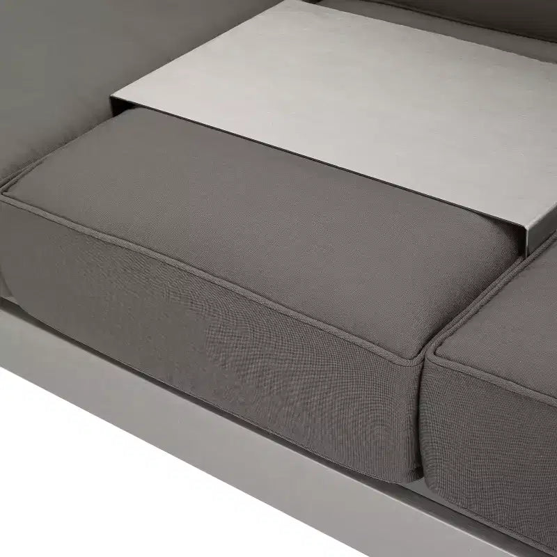 Ensemble de canapé de conversation GDFStudio Ava en aluminium et verre pour 6 personnes avec coussins, argent/gris