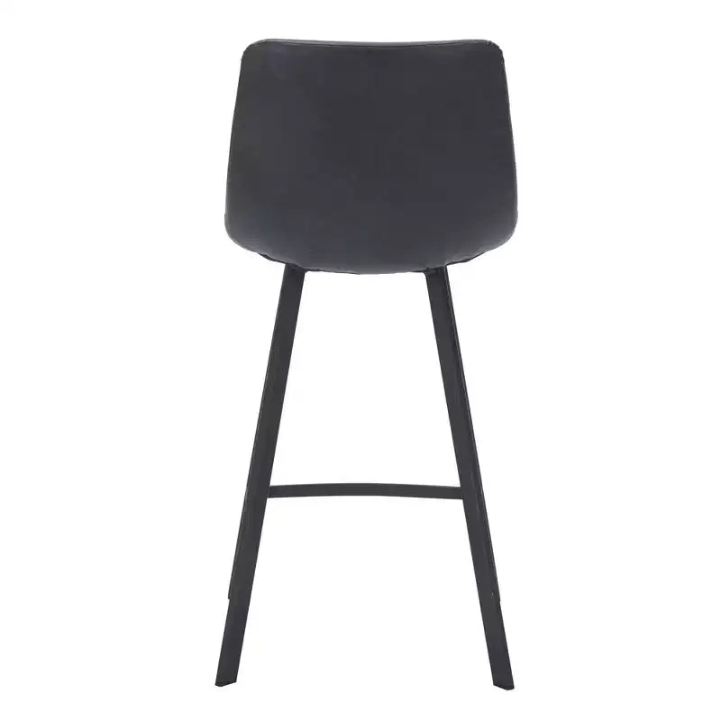 35" Counter Stool Upholstered Leather Ergonomic Backrest Padded Seat Stainless Steel Base and Footrest