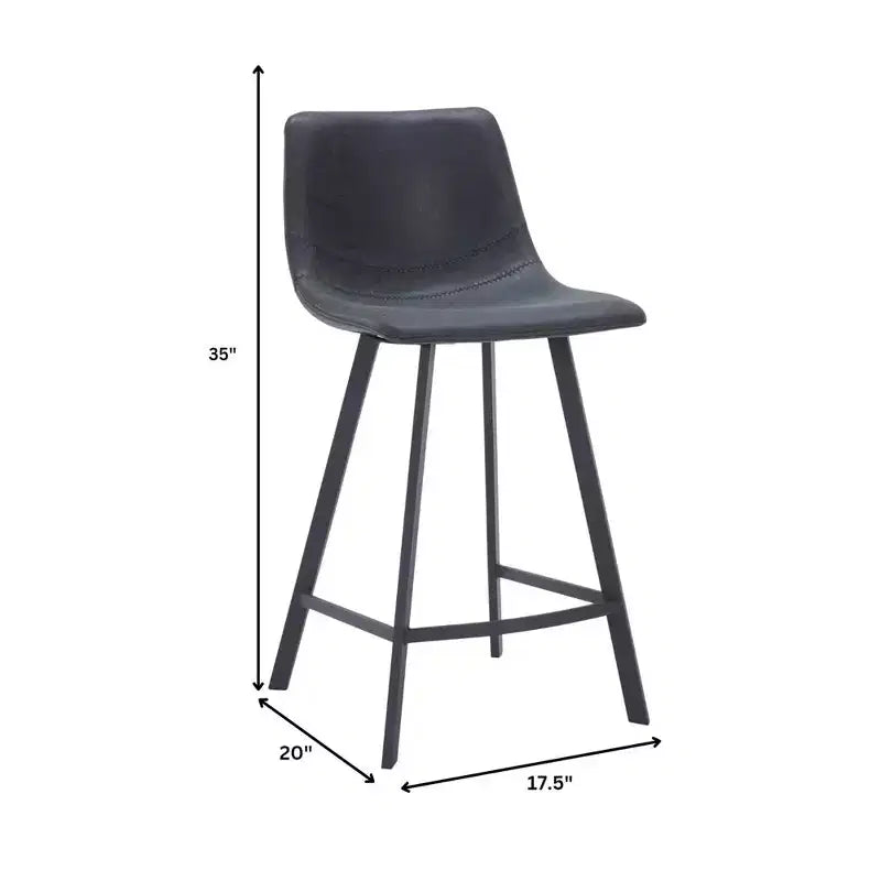 35" Counter Stool Upholstered Leather Ergonomic Backrest Padded Seat Stainless Steel Base and Footrest