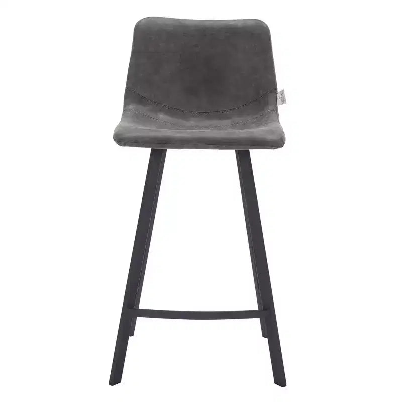 35" Counter Stool Upholstered Leather Ergonomic Backrest Padded Seat Stainless Steel Base and Footrest
