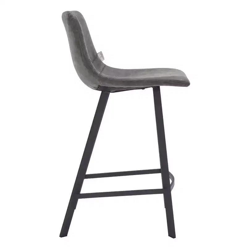 35" Counter Stool Upholstered Leather Ergonomic Backrest Padded Seat Stainless Steel Base and Footrest
