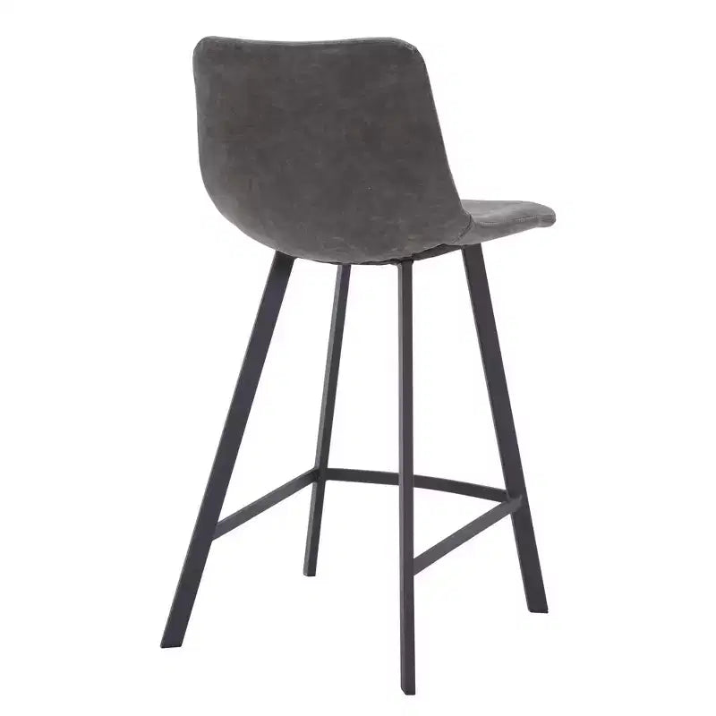 35" Counter Stool Upholstered Leather Ergonomic Backrest Padded Seat Stainless Steel Base and Footrest