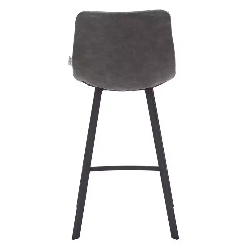 35" Counter Stool Upholstered Leather Ergonomic Backrest Padded Seat Stainless Steel Base and Footrest