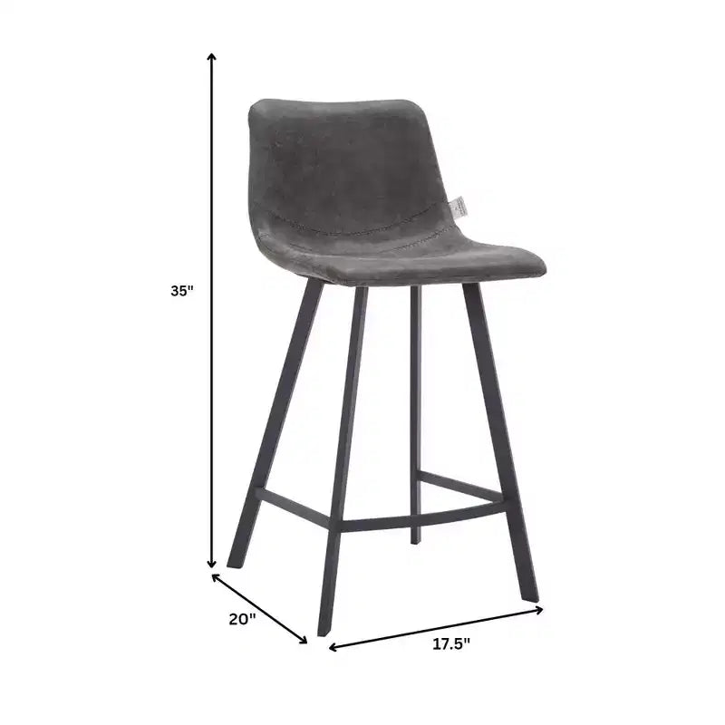 35" Counter Stool Upholstered Leather Ergonomic Backrest Padded Seat Stainless Steel Base and Footrest