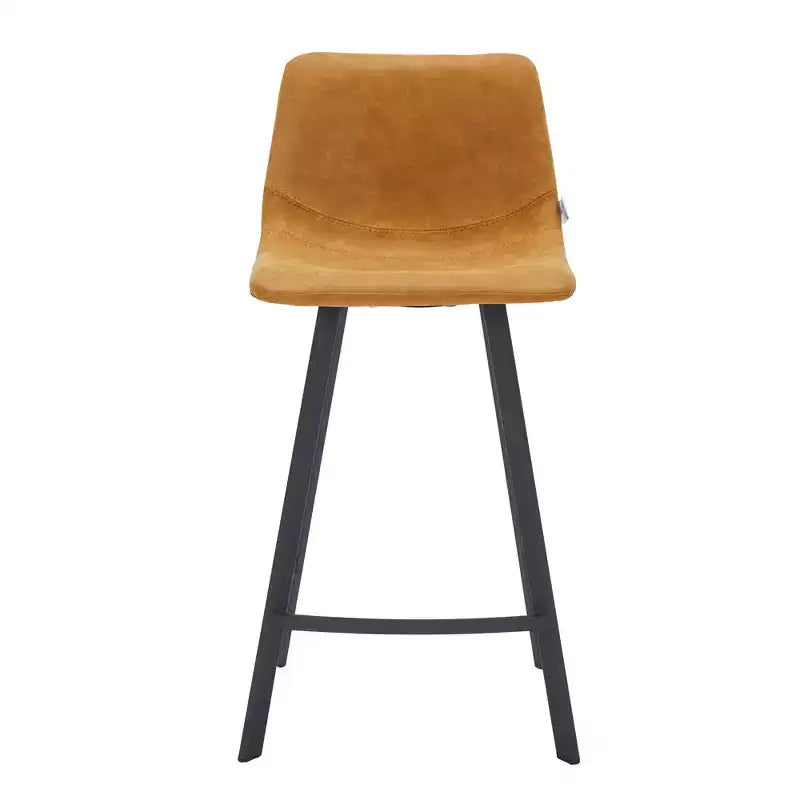 35" Counter Stool Upholstered Leather Ergonomic Backrest Padded Seat Stainless Steel Base and Footrest