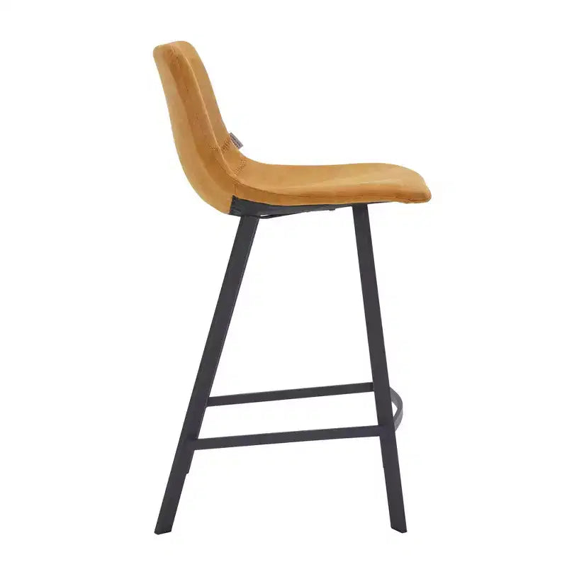 35" Counter Stool Upholstered Leather Ergonomic Backrest Padded Seat Stainless Steel Base and Footrest