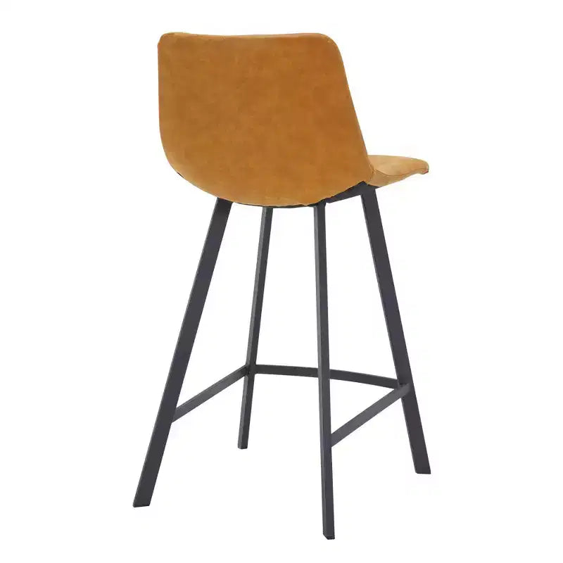 35" Counter Stool Upholstered Leather Ergonomic Backrest Padded Seat Stainless Steel Base and Footrest