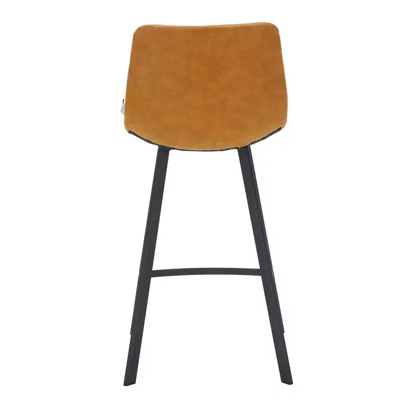 35" Counter Stool Upholstered Leather Ergonomic Backrest Padded Seat Stainless Steel Base and Footrest