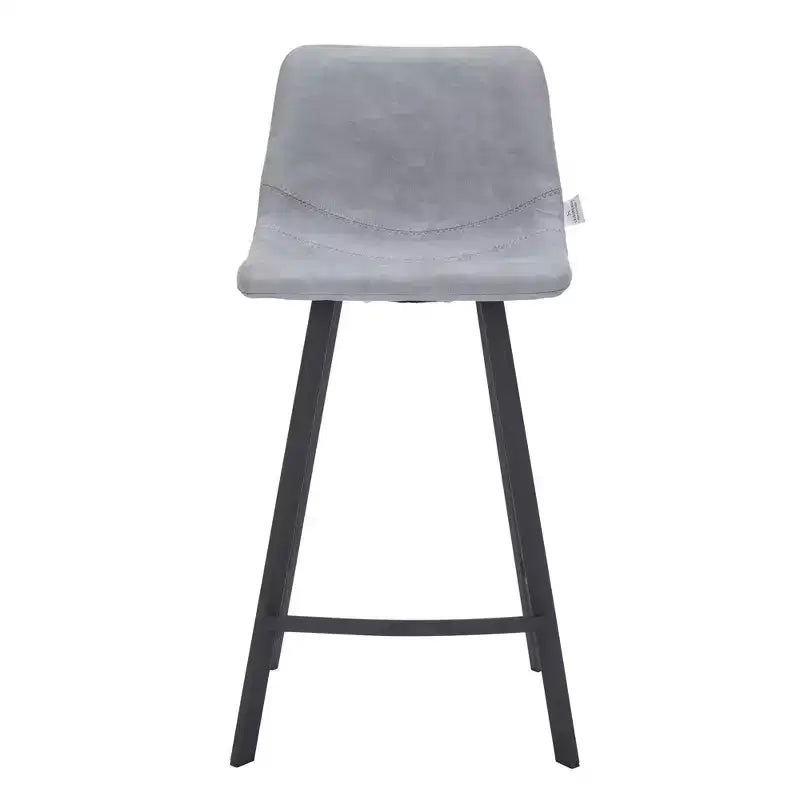 35" Counter Stool Upholstered Leather Ergonomic Backrest Padded Seat Stainless Steel Base and Footrest