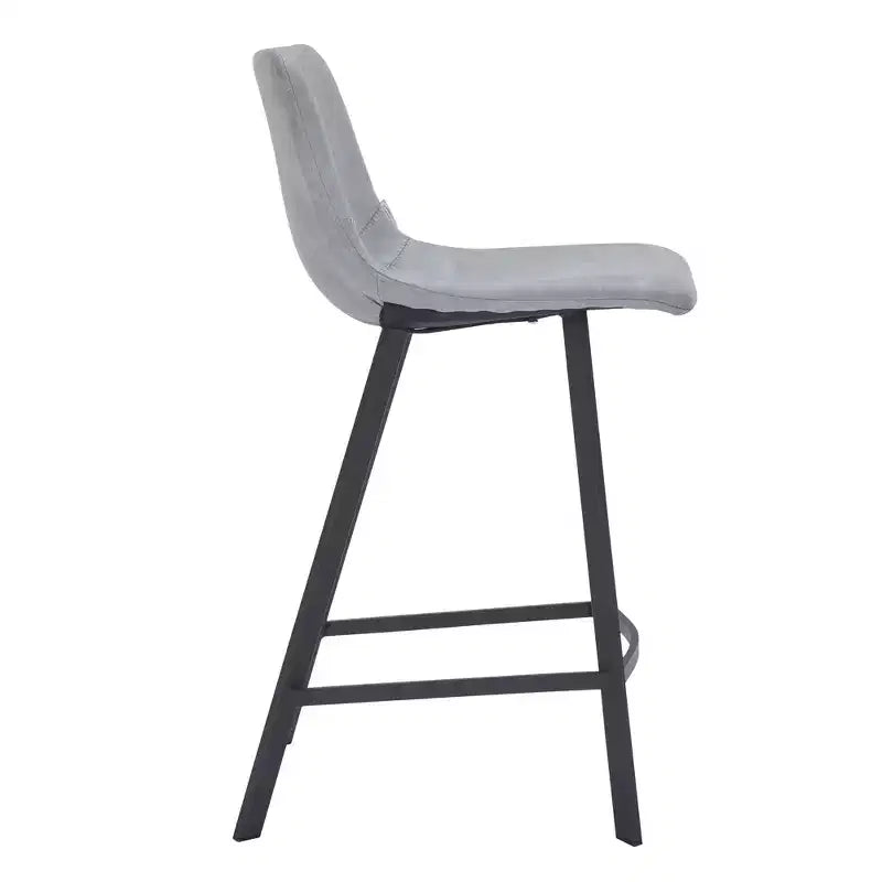 35" Counter Stool Upholstered Leather Ergonomic Backrest Padded Seat Stainless Steel Base and Footrest