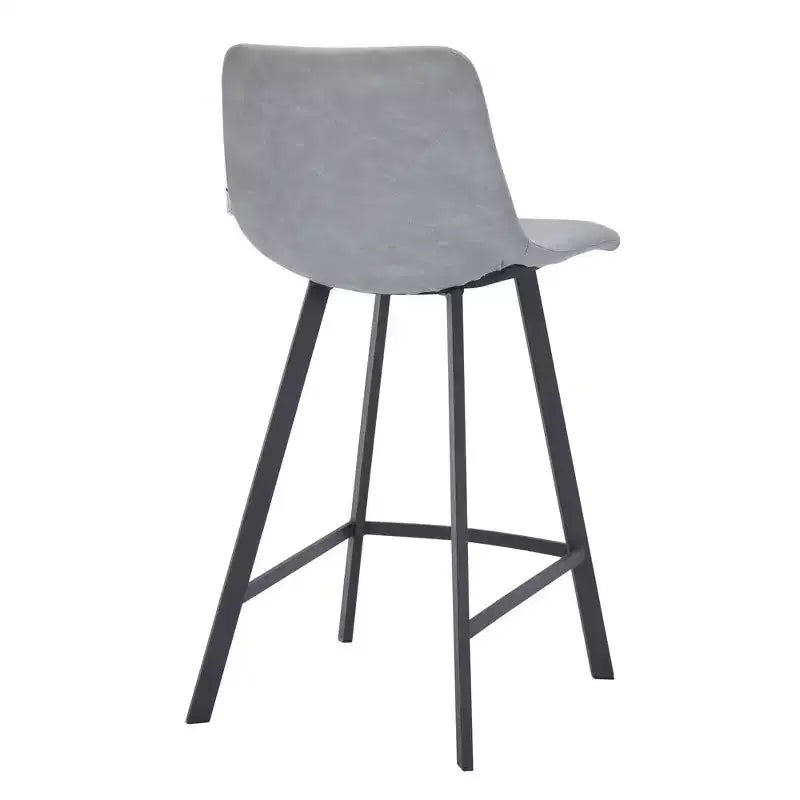 35" Counter Stool Upholstered Leather Ergonomic Backrest Padded Seat Stainless Steel Base and Footrest