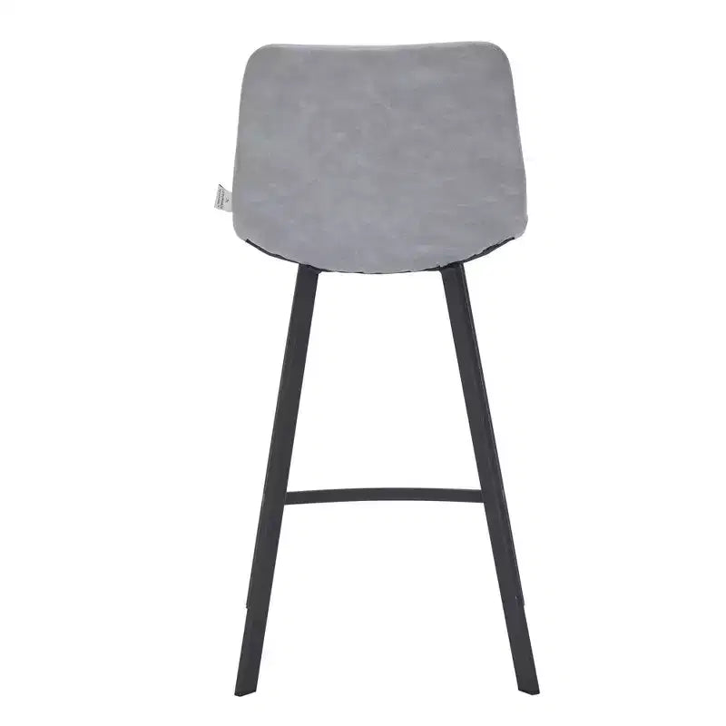 35" Counter Stool Upholstered Leather Ergonomic Backrest Padded Seat Stainless Steel Base and Footrest