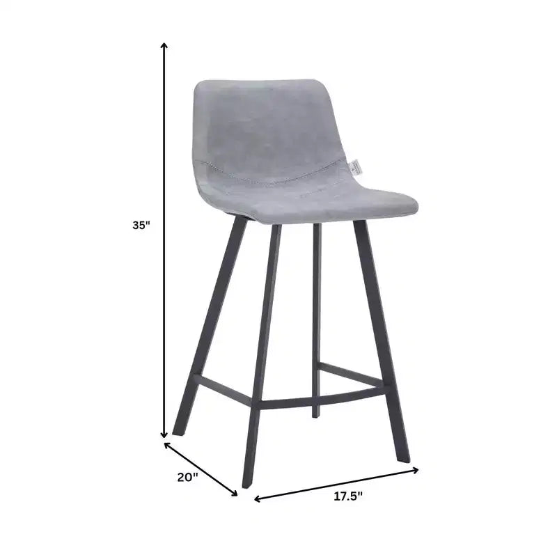 35" Counter Stool Upholstered Leather Ergonomic Backrest Padded Seat Stainless Steel Base and Footrest