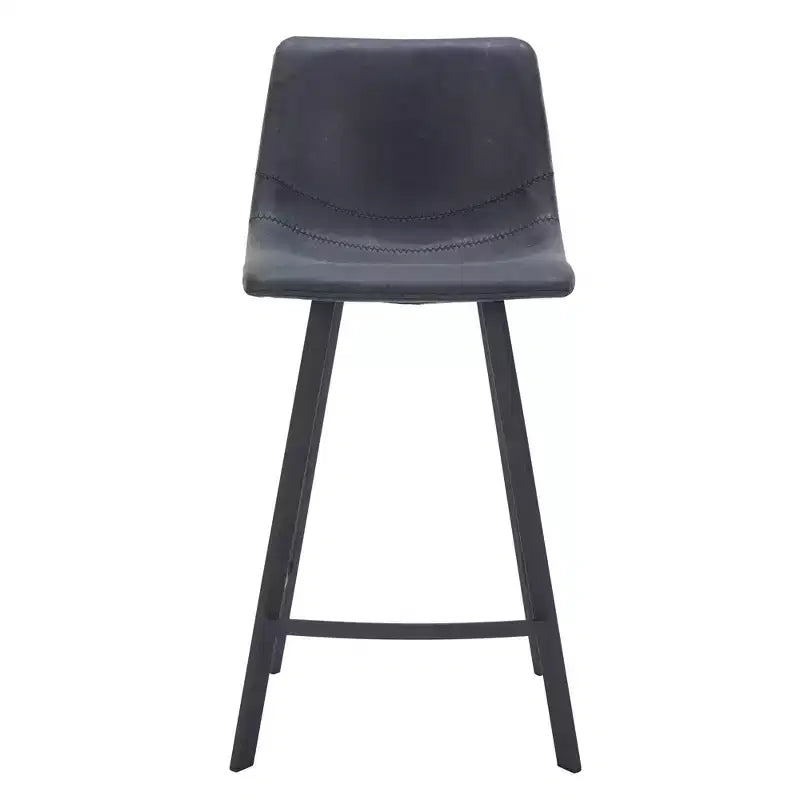 35" Counter Stool Upholstered Leather Ergonomic Backrest Padded Seat Stainless Steel Base and Footrest