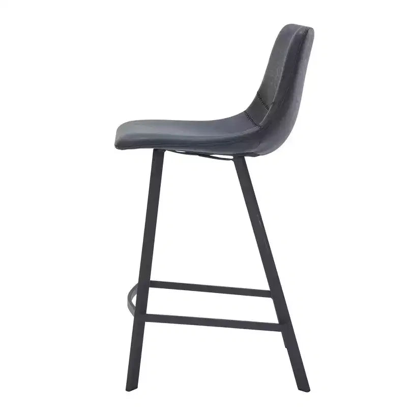 35" Counter Stool Upholstered Leather Ergonomic Backrest Padded Seat Stainless Steel Base and Footrest