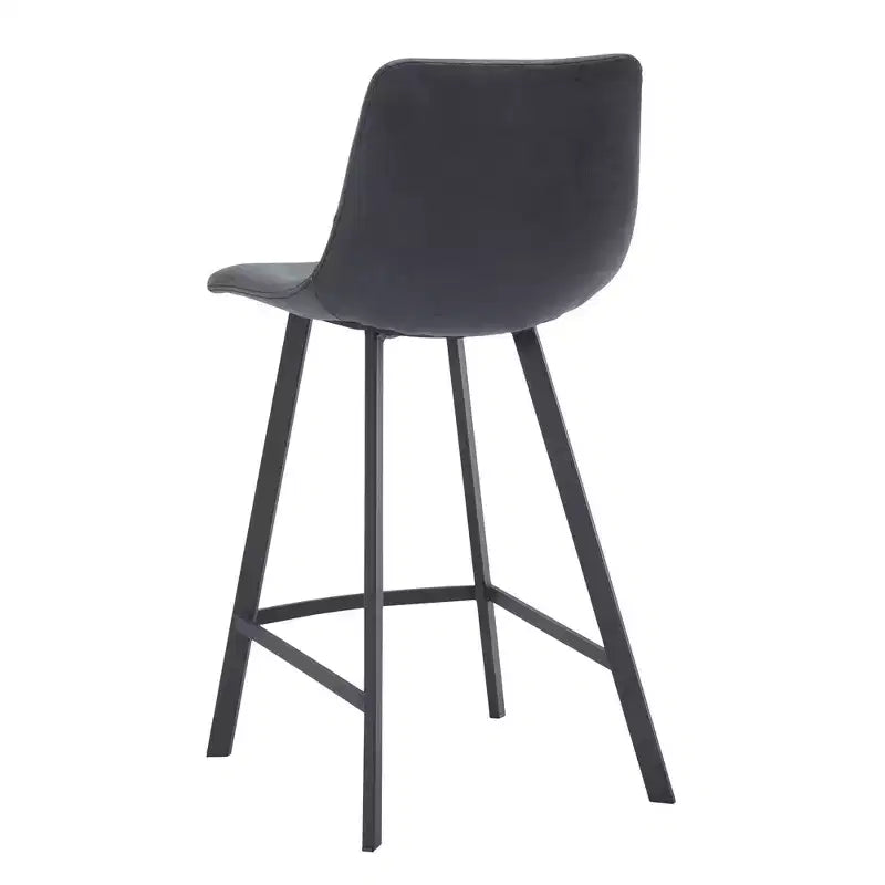 35" Counter Stool Upholstered Leather Ergonomic Backrest Padded Seat Stainless Steel Base and Footrest