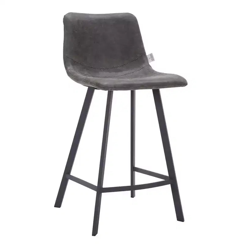 35" Counter Stool Upholstered Leather Ergonomic Backrest Padded Seat Stainless Steel Base and Footrest