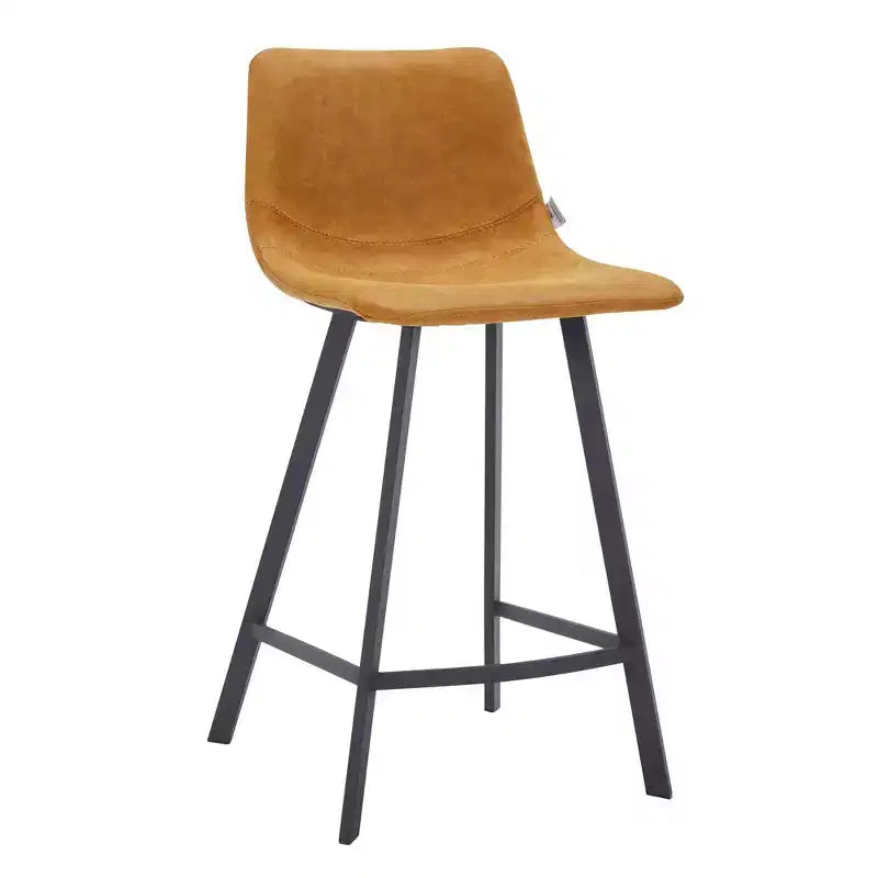 35" Counter Stool Upholstered Leather Ergonomic Backrest Padded Seat Stainless Steel Base and Footrest