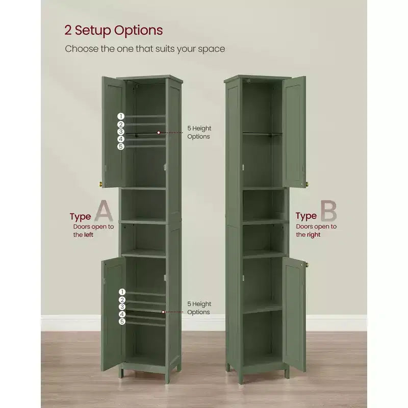 Tall Bathroom Cabinet with Lights, Slim Bathroom Storage Cabinet, Freestanding Narrow Cabinet with Adjustable Shelves, for Small Spaces, Modern