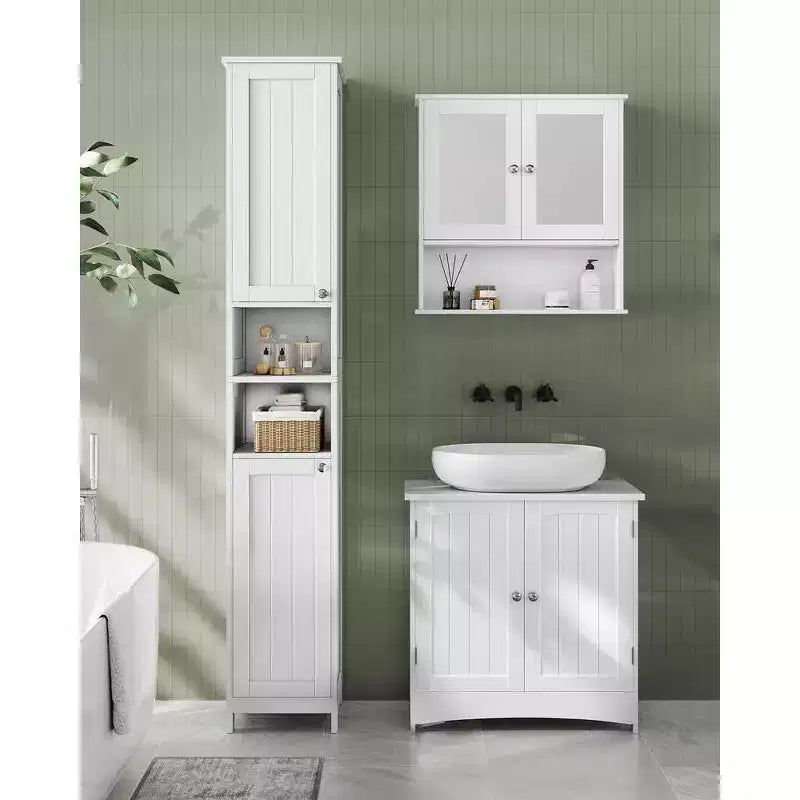 Tall Bathroom Cabinet with Lights, Slim Bathroom Storage Cabinet, Freestanding Narrow Cabinet with Adjustable Shelves, for Small Spaces, Modern
