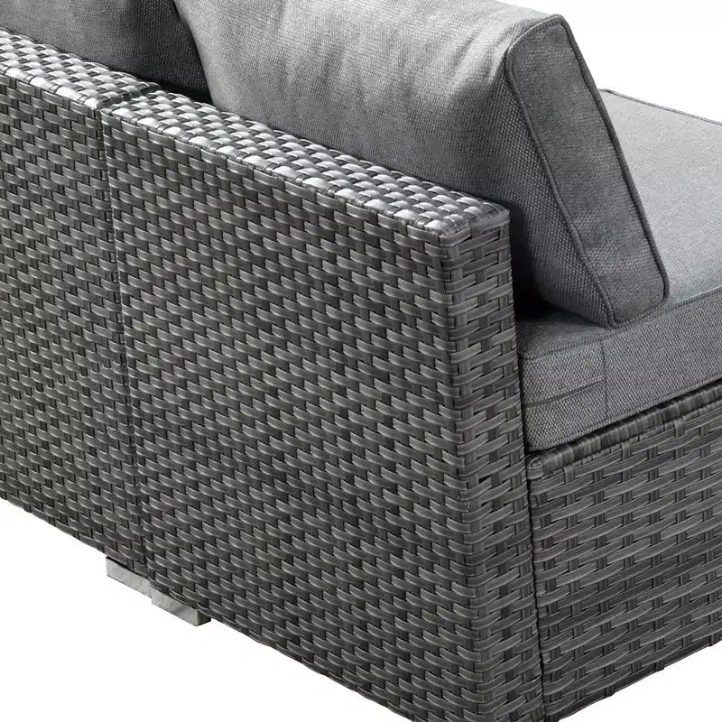 Ensemble de mobilier de jardin 5 pièces en osier Venise – Canapé de conversation avec table et coussins