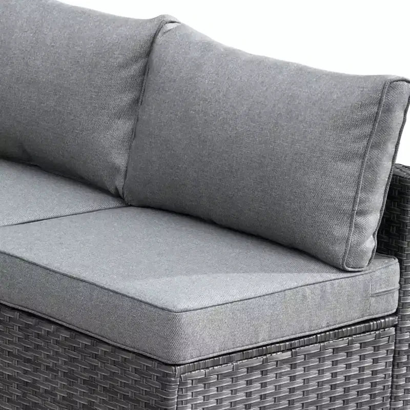 Ensemble de mobilier de jardin 5 pièces en osier Venise – Canapé de conversation avec table et coussins