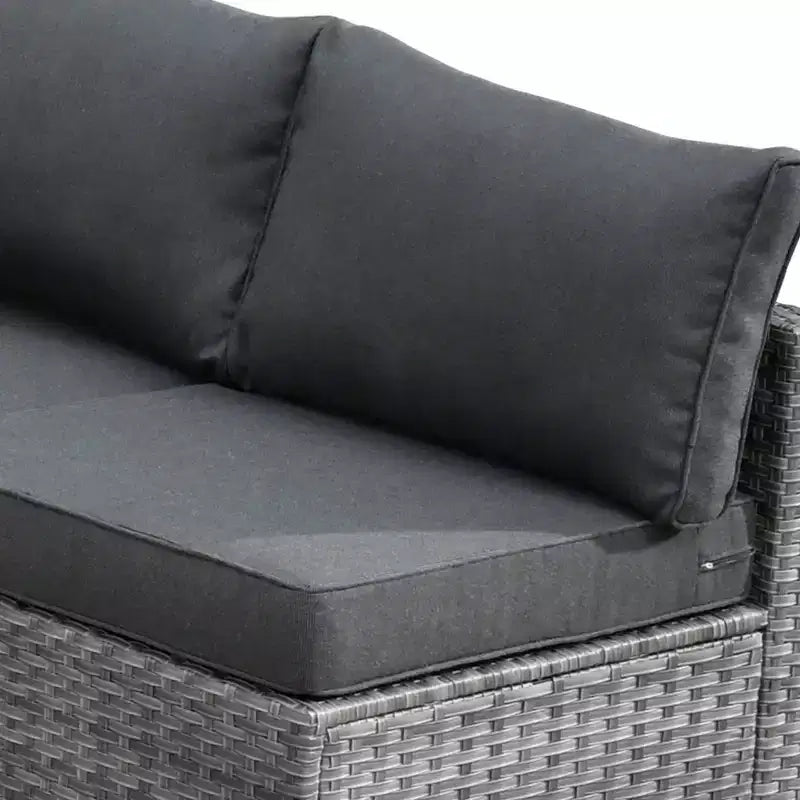Ensemble de mobilier de jardin 5 pièces en osier Venise – Canapé de conversation avec table et coussins