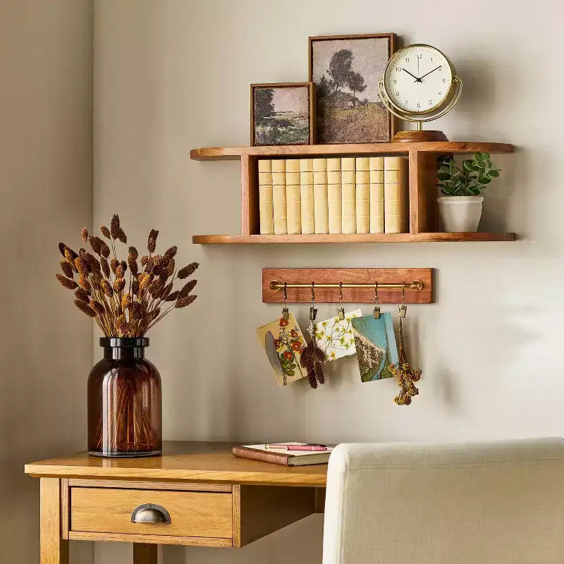 Rounded Edge Two Tier Wood Shelf